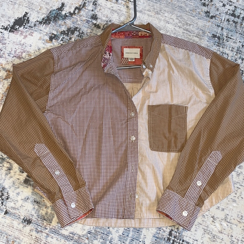AE American Eagle cropped oversized shirt top Sz. XS